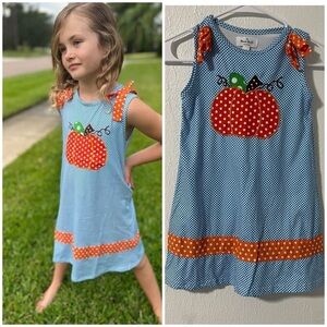 Marie Nicole Girls XL Sleeveless Pumpkin Casual Scoop Neck Sundress EUC